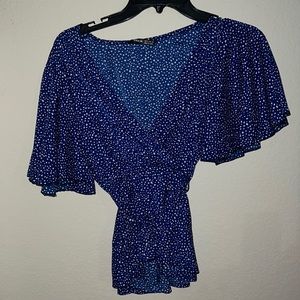 Blue tie up Blouse